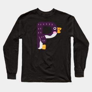 Letter P animal alphabet back to school Long Sleeve T-Shirt